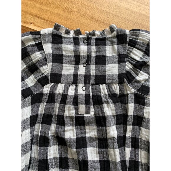 Cat & Jack Baby Girls Black Plaid Bodysuit With Floral Embroidery - Picture 8 of 11